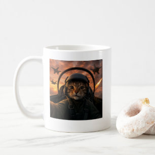 Selfie Squad Katze Lustiger Kampfjetpilot Meme Kat Kaffeetasse