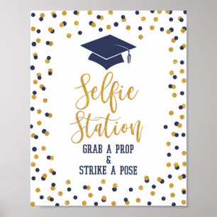 Selfie-Station-Abschlussfeier-Schild Marine Poster