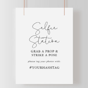 Selfie-Station Einfaches Elegantes Kalligrafie-Sch Poster