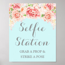 Selfie-Station-Hochzeitsschild Rosa Wasserfarbe Bl