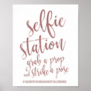 Selfie-Station Rose Gold Glitter 8x10 Hochzeitssch Poster