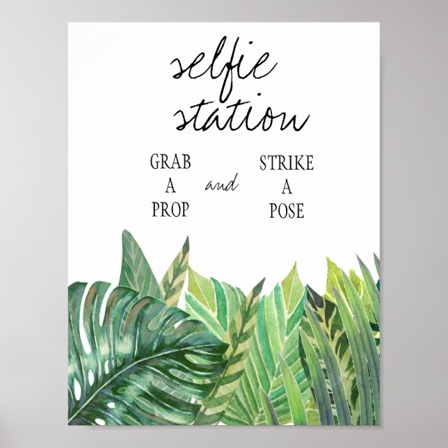 Selfie Station Sign - Grüne Hochzeit Poster (Vorne)