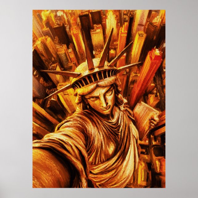 Selfie-Style Statue of Liberty Ölbild  Poster (Vorne)