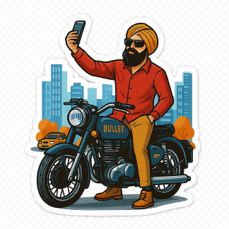 Selfie Swag auf Bullet – Punjabi Rider Vibes Stick T-Shirt