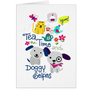 Selfies de l'heure du thé et des chiens