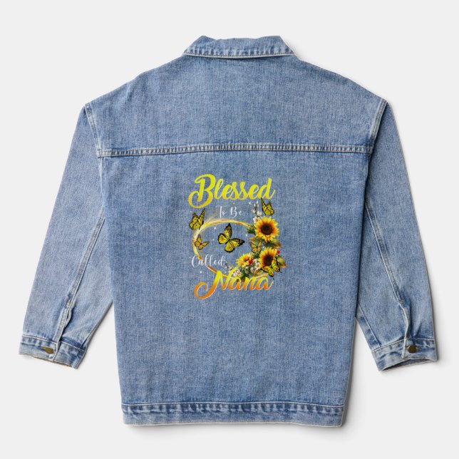Selig, als Nana Sonnenblume Mama Oma genannt zu we Jeansjacke (Rückseite)