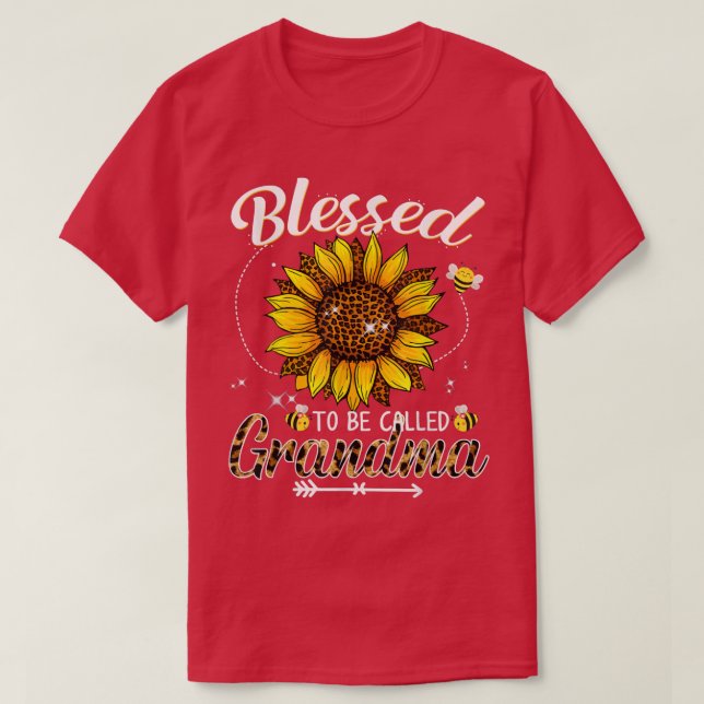 Selig, als Oma Funny Leopard Sunflow bezeichnet zu T-Shirt (Design vorne)