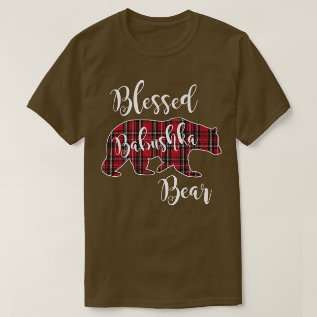 Selig Babushka Bär Red Tartan Kariert Fun Oma T-Shirt (Design vorne)