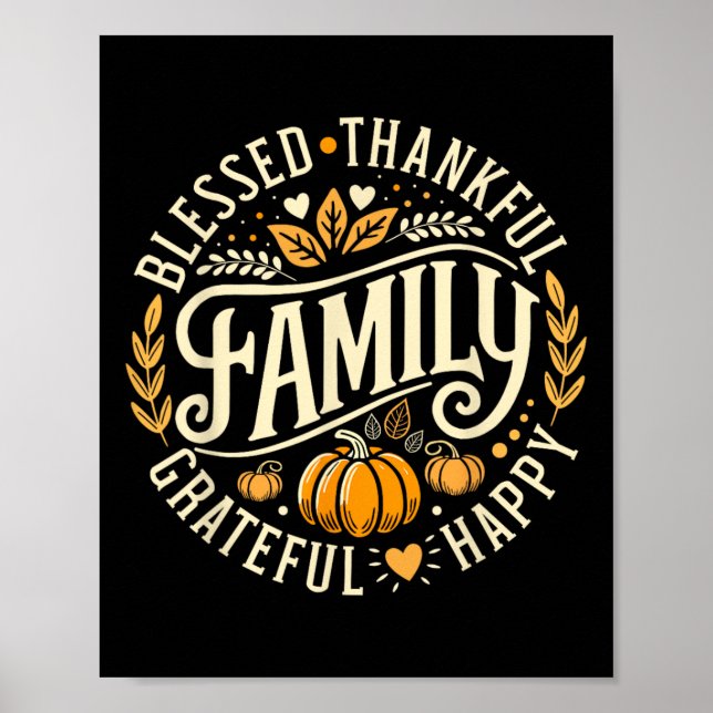 Selig dankbar, Familie für Thanksg Poster (Vorne)