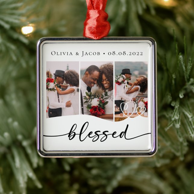 Selig Erste Weihnachtsfeier Foto Ornament Aus Metall (Baum)