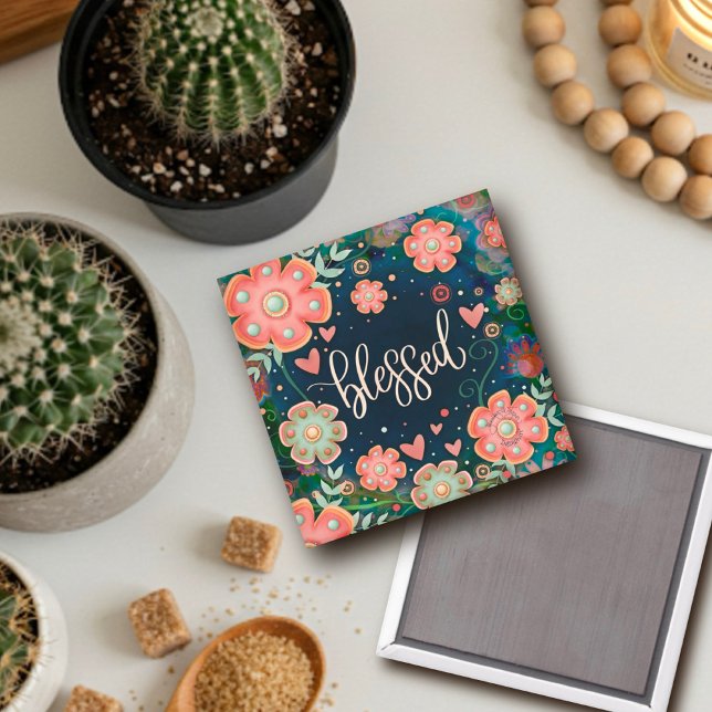 Selig Hübscher Spaß Blau Rosa Bläserinspirivität Magnet (Von Creator hochgeladen)