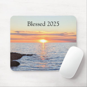Selig Neues Jahr Foto des schönen Goldenen Sonnenu Mousepad