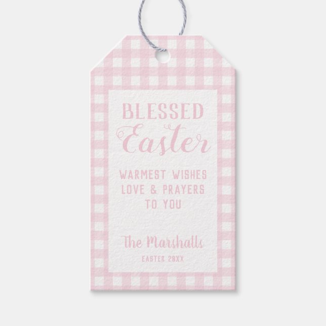 Selig Oaster Baby Pink Gingham Principal Custom Geschenkanhänger (Vorderseite)