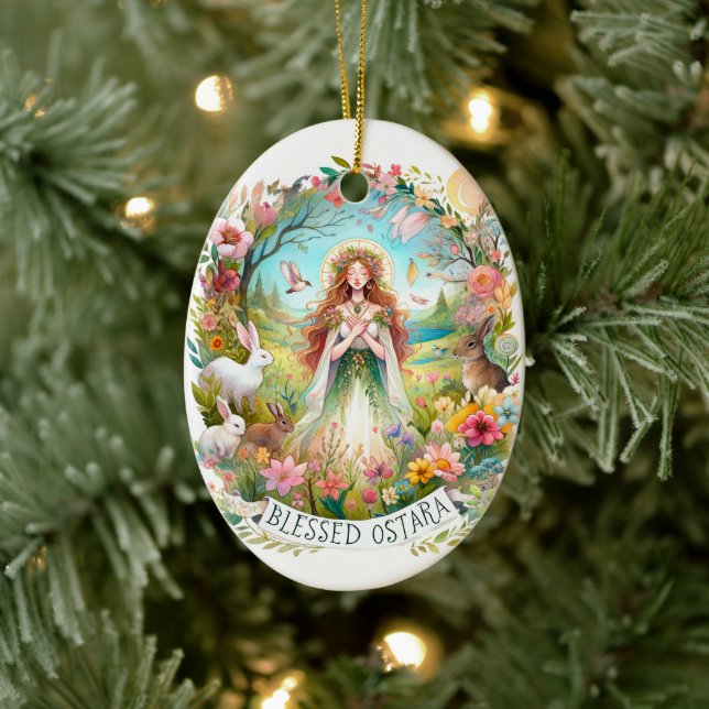 Selig Ostara Tree Wiccan Pagan Spring Keramik Ornament (Baum)