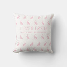 Selig Ostern. Weich-Pink-Kaninchen-Bauernmuster