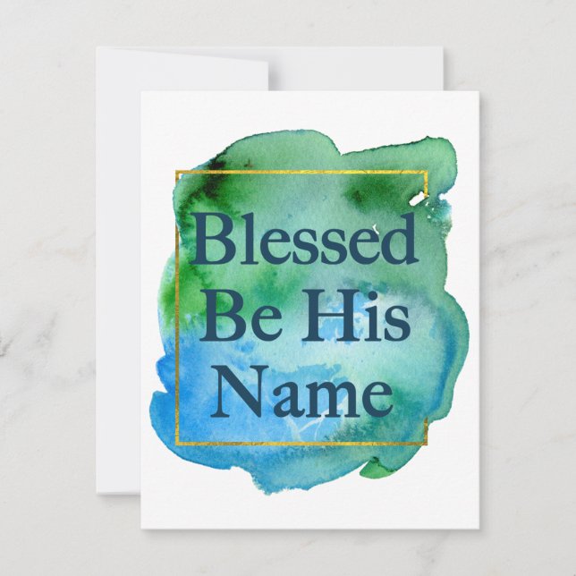 Selig sein Name Schöne Bibel Verse Kirche Mitteilungskarte (Vorderseite)