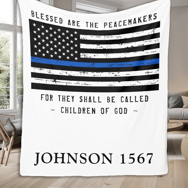 Selig sind die Friedensstifter Polizei dünne blaue Fleecedecke (Von Creator hochgeladen)