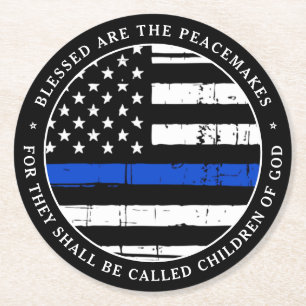 Selig sind die Party der Friedenstruppe Runder Pappuntersetzer