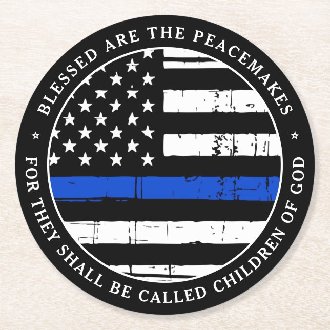 Selig sind die Party der Friedenstruppe Runder Pappuntersetzer (Vorderseite)