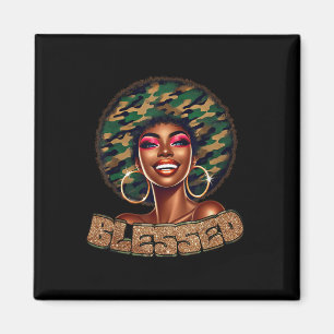 Selige Camouflage Schwarze Frau Glaube Afrikanisch Magnet