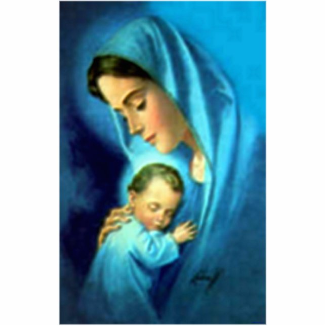 Selige Jungfrau Maria und Säugling Kind Jesus Freistehende Fotoskulptur (Vorne)