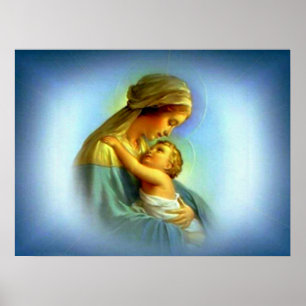 Selige Jungfrau Maria und Säugling Kind Jesus Poster