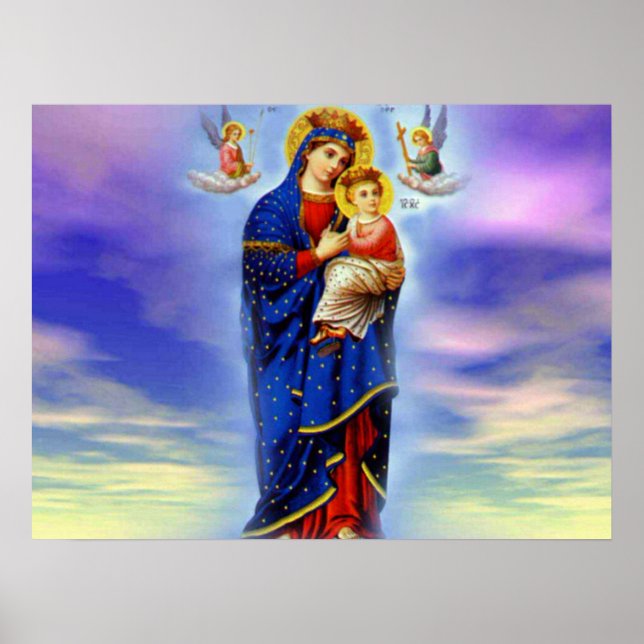 Selige Jungfrau Maria und Säugling Kind Jesus Poster (Vorne)
