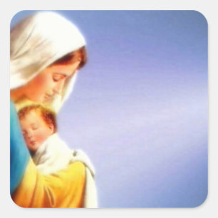 Selige Jungfrau Maria und Säugling Kind Jesus Quadratischer Aufkleber