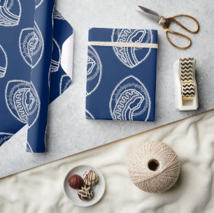 Selige Jungfrau Maria, weiße Spitze, marineblau Geschenkpapier