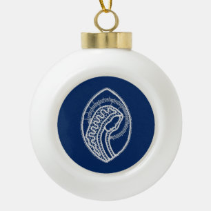 Selige Jungfrau Maria, weiße Spitze, marineblau Keramik Kugel-Ornament