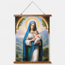 Selige Jungfrau Mary and Baby Jesus Wandteppich Mit Holzrahmen