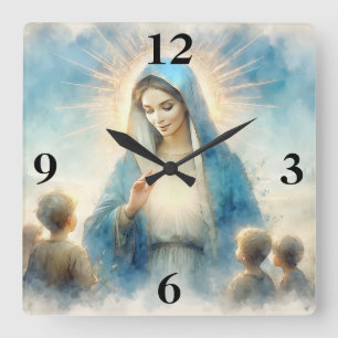 Selige Jungfrau Mary and Children Quadratische Wanduhr