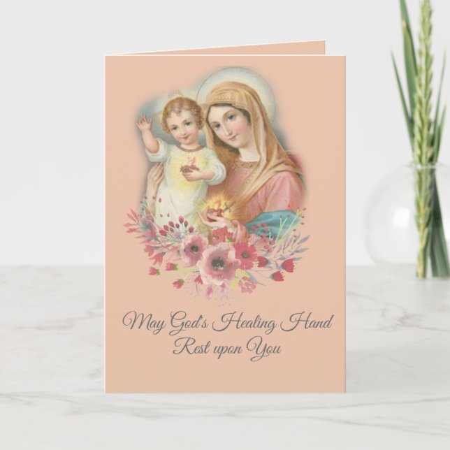 Selige Jungfrau Mary Baby Jesus Blume wird gut Karte (Vorderseite)