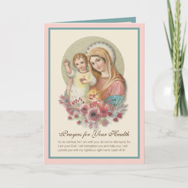 Selige Jungfrau Mary Baby Jesus Blume wird gut Karte (Vorderseite)