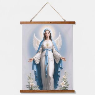 Selige Jungfrau Mary Christlich katholisch Wandteppich Mit Holzrahmen