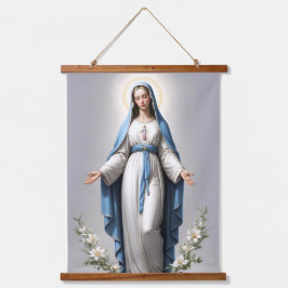 Selige Jungfrau Mary Christlich katholische Hanga  Wandteppich Mit Holzrahmen