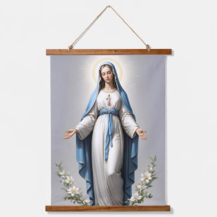 Selige Jungfrau Mary Christlich katholische Hanga  Wandteppich Mit Holzrahmen