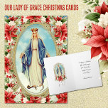 Selige Jungfrau Mary Katholische Weihnachten Relig<br><div class="desc">Mit einem wunderschönen Bild der gesegneten Jungfrau Mary,  umgeben von einem goldenen Rahmen umgeben von roten Weihnachtspoinsettien. Alle Texte und Schriftart können geändert werden.</div>