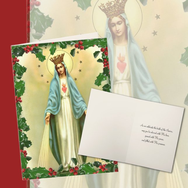 Selige Jungfrau Mary Katholische Weihnachten Relig (Traditional Blessed Virgin Mary Christmas Greeting Card with lovely verse - )