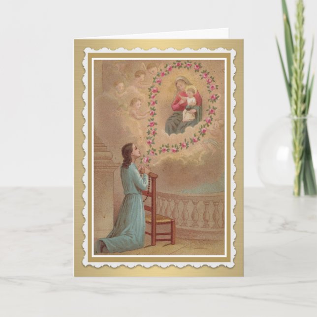 Selige Jungfrau Mary mit Baby Jesus Rose Karte (Vorderseite)