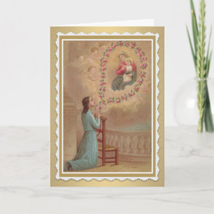 Selige Jungfrau Mary mit Baby Jesus Rose Karte