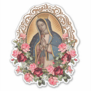 Selige Jungfrau Mary Religiöse Guadalupe Rose Aufkleber