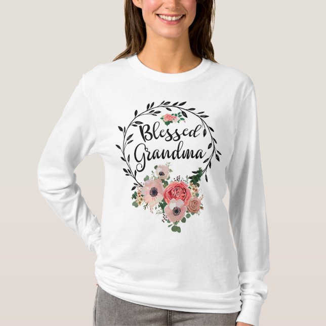 Selige Oma für Blume-Dekoration T-Shirt (Vorderseite)