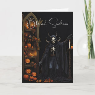 Seligen Samhain Halloween Skeleton Pumpkins Karte