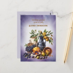 Seliger Erntedank Wein- und Obstschale Postkarte