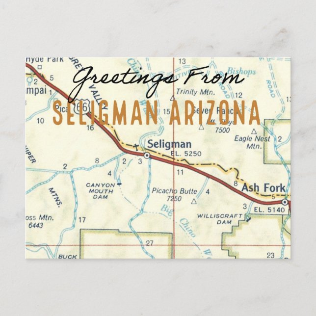 Seligman Arizona Route 66 Postkarte (Vorderseite)