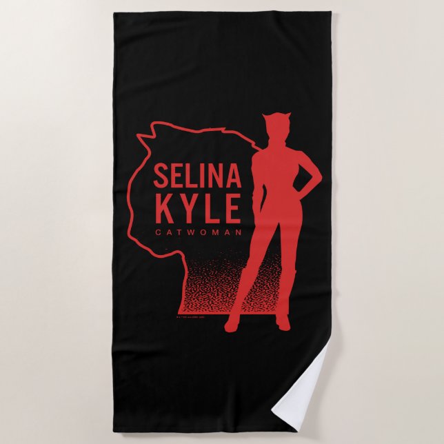 Selina Kyle Catwoman Kontur Logo Strandtuch (Vorderseite)