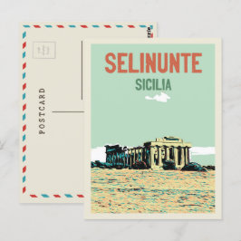 Selinunte, griechische Ruinen Illustration Sizilie Postkarte