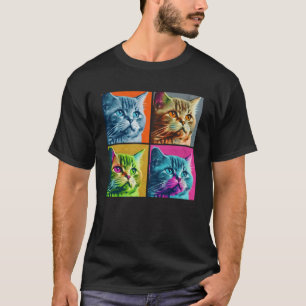 Selkirk Rex Cat Pop Illustration Farbiges Tier T-Shirt