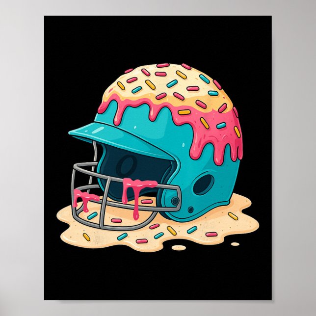 Sell Catcher Helmet With Face Mask Ice-cream Dripp Poster (Vorne)
